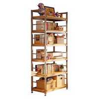 众淘铝型材书架立式落地置物架客厅靠墙展示柜家用多层书本收纳书柜 【铝型架-生态板】胡桃色