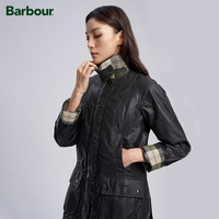 Barbour Beadnell女士纯棉修身格纹里油蜡夹克 鼠尾草绿 -xx69 S (8) 体重约90-100斤-修身版型
