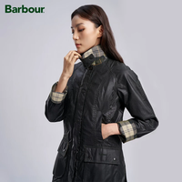 Barbour Beadnell女士纯棉修身格纹里油蜡夹克 鼠尾草绿 -xx68 L (12) 体重约110-120斤-修身版型