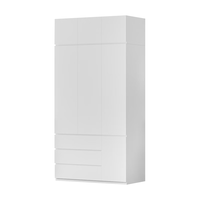 金经金属钢制儿童衣柜主卧室家用出租房铁艺落地柜环保铁皮衣橱长1.2米 三抽衣柜顶柜120×60×240