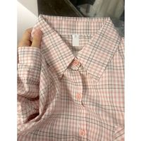 春秋设计感小众宽松防晒上衣粉色甜美少女风盐系格子衬衫外套潮