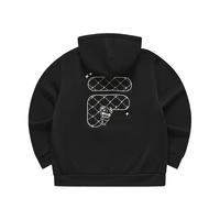 FILA FUSION斐乐潮牌款针织连帽上衣2024春时尚纯棉卫衣 正黑色-BK 175/96A/L