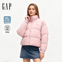 盖璞女装2025秋季新款胶印logo宽松立领短款羽绒服休闲外套 象牙白 XL (175/96A) 亚洲尺码