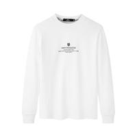 七匹狼长袖T恤男士秋冬时尚前胸狼头英文印花莫代尔亲肤舒适男装上衣 175/92A/XL 803(本白)