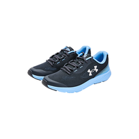 安德玛(Under Armour)童鞋女大童弹性透气跑鞋新款中大童时尚百搭运动休闲鞋3027111 黑/蓝