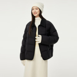 坦博尔 羽绒服女轻薄短款 衬衫领韩版外套TBF330226D