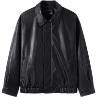 GXG男装 2024年秋季GXG男士休闲宽松翻领时尚皮衣夹克PU外套男 黑色 190/XXXL