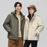 雅鹿【一衣三穿】羽绒服新品男女情侣同款连帽可拆卸内胆秋冬工装外套 黑色