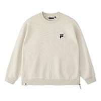 FILA FUSION斐乐潮牌款套头卫衣2024秋简约宽松针织上衣 藊豆灰-BG M