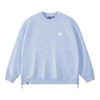 FILA FUSION斐乐潮牌款套头卫衣2024秋简约宽松针织上衣 毕摩蓝-BU M
