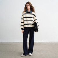 初语 拼接牛仔翻领假两件卫衣