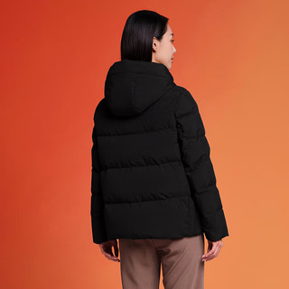 坦博尔羽绒服女蓄热保暖宽松连帽短款外套时尚韩版厚款TD236356 黑色 XL (175)