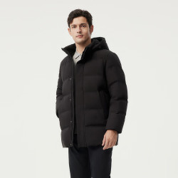 坦博尔 羽绒服男士可脱卸帽简约极寒加厚TAF510505D 黑色 2XL (185)