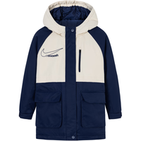 NIKE  耐克童装男女童中长款撞色连帽棉服儿童保暖上衣 靛蓝色 110/56(5)