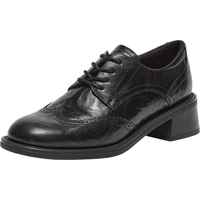 Bata 45019CM4 羊皮粗跟布洛克鞋 黑色 38