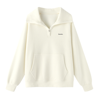 茵曼 翻领插肩袖刺绣卫衣女26年春季罗纹袖口设计慵懒风上衣