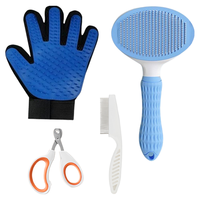 HOUYA 宠物清洁4件套撸猫手套猫狗清洁毛梳子开结梳毛猫指甲剪猫用品 宠物清洁4件套