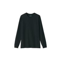 無印良品 MUJI 男式 棉 厚款 圆领 长袖T恤 打底衫 FA190C3A 黑色 S(165/88A)