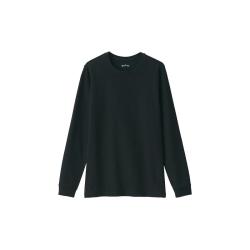無印良品 MUJI 男式 棉 厚款 圆领 长袖T恤 打底衫 FA190C3A 黑色 S（165/88A）
