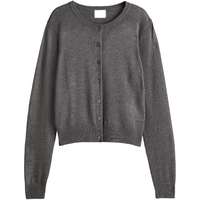 H&M女装2024秋季针织衫舒适慵懒舒适空调衫短款开衫0579541 混灰色167 155/80