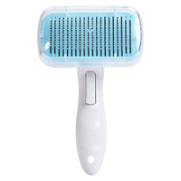 憨憨乐园 狗梳子猫梳子一键除毛刷去浮毛按摩梳脱毛梳毛神器蓝色