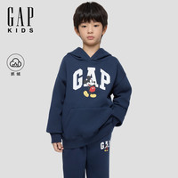 Gap 男女童冬季款logo卡通抓绒连帽卫衣儿 童装美版  海军蓝 130 /68(8-9岁)