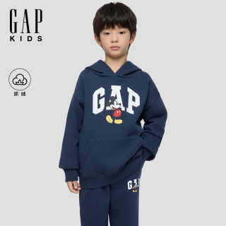 Gap 男女童冬季款logo卡通抓绒连帽卫衣儿 童装美版  海军蓝 130 /68(8-9岁)