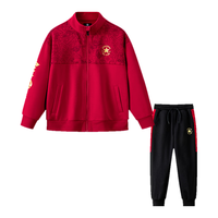 Converse【CNY系列】匡威儿童装摇粒绒2件套开衫长裤加绒套装过年拜年服 正黑色 110 /52 【身高98-104cm】