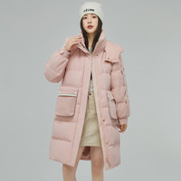 雪中飞羽绒服女士长款冬季高领御寒羽绒衣纯色简约宽松保暖时尚羽绒外套