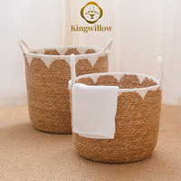 金柳 藤编收纳筐 大容量洗衣篮 36*36*38cm 蒲草棉绳 中号