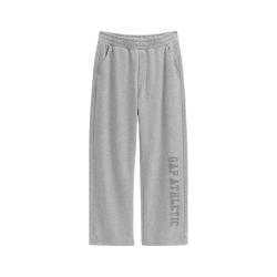 Gap 男装秋款logo印花松紧腰宽松直筒卫裤休闲裤787410 浅灰色