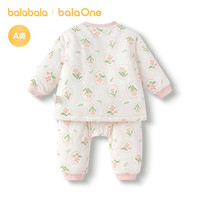 巴拉巴拉balaOne婴儿套装宝宝睡衣男女童长袖家居服2025夹棉 白红色调00316 90