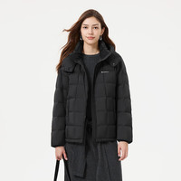 坦博尔羽绒服女新款2025冬季短款连帽纯色时尚休闲时尚外套TB5330236Z 黑色 4XL