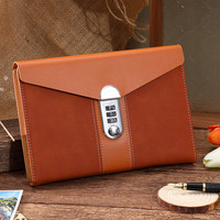 朗捷 密码锁笔记本本子手包式密码本带锁日记本加厚记事本简约笔记本文具礼盒装定制  棕色