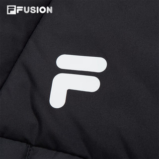 斐乐 FUSION斐乐潮牌男装羽绒服2025冬季宽松保暖连帽外套 正黑色-BK S