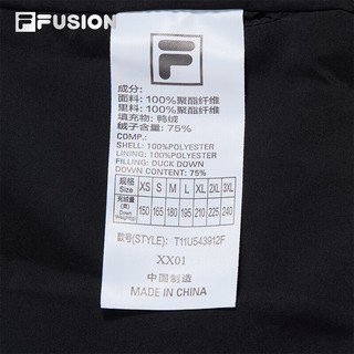 斐乐 FUSION斐乐潮牌男装羽绒服2025冬季宽松保暖连帽外套 正黑色-BK S