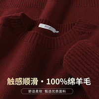 雪中飞(SNOWFLYING)【软糯舒适 100%绵羊毛】女士羊毛衫秋冬圆领内搭长袖毛衣女 红色 常规