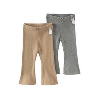 戴维贝拉（DAVE＆BELLA）童裤微喇女童毛线裤秋季女宝宝长裤儿童休闲裤洋气小童裤子 卡其色 130cm(身高120-130cm)