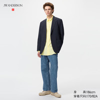 优衣库合作款男装女装直筒牛仔裤/水洗产品丹宁牛仔裤长裤482860 64 湖蓝色 44 /185/112C