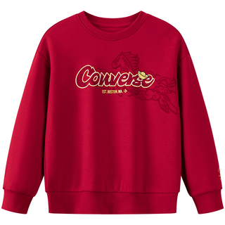 Converse【CNY新年系列】匡威童装男童加绒卫衣马年男女童红色拜年服 杰斯特红 110 /56 【身高104-110cm】