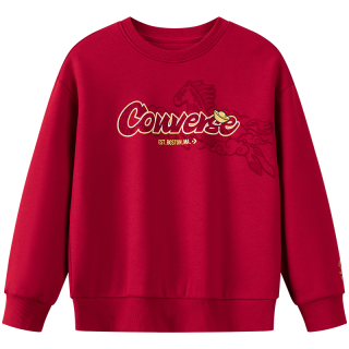 Converse【CNY新年系列】匡威童装男童加绒卫衣马年男女童红色拜年服 杰斯特红 110 /56 【身高104-110cm】