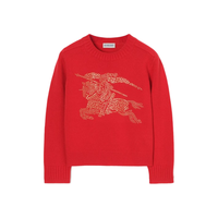 博柏利(BURBERRY)【新禧贺岁系列】女童 莱茵石马术骑士徽标羊毛针织衫 毛衣