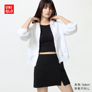 优衣库 女装运动拉链连帽外套/长袖484236 00 白色