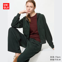优衣库女装运动拉链连帽外套/长袖484236 59 墨绿色 3XL