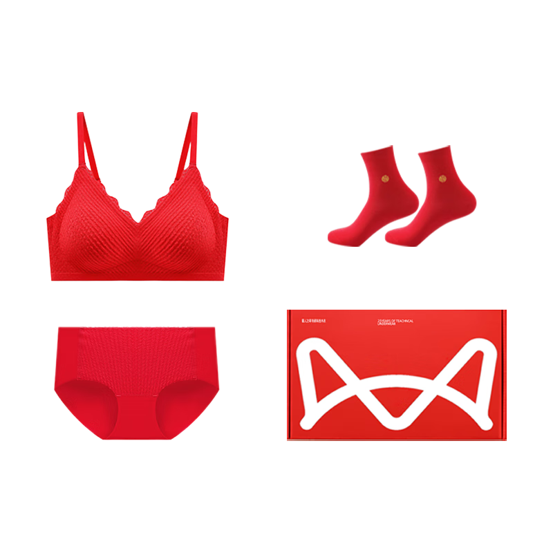  Miiow/猫人 礼盒装 女士内衣套装+袜子+内裤