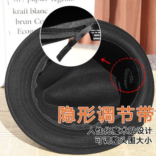 百帽王高档精细纯羊毛毡礼帽秋冬羊毛呢绅士帽爸爸爵士帽中老年帽子男女 深灰色+100%出口精细纯羊毛毡 可调节