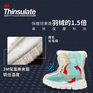 kidsing可迪星儿童雪地靴冬季男女童中大童棉靴加绒防水棉鞋童鞋 30码