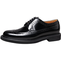 THOM WILLS布洛克真皮德比鞋男厚底增高 黑色亮皮D282-1 7/40码 40 /7码