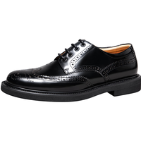 THOM WILLS布洛克真皮德比鞋男厚底增高 黑色亮皮D281-1 6.5/39码 39 /6.5码