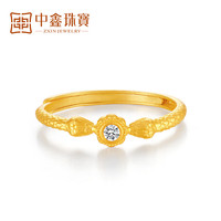 中鑫珠宝【新年礼物】泡泡蛇5G黄金戒指细圈指环足金镶嵌白钻锆石首饰女款 金重2.01克
